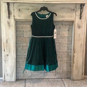 Green velvet dress